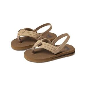 Quiksilver Kids' Carver Suede Flip-Flop T-Strap Elastic Back Strap Sandals